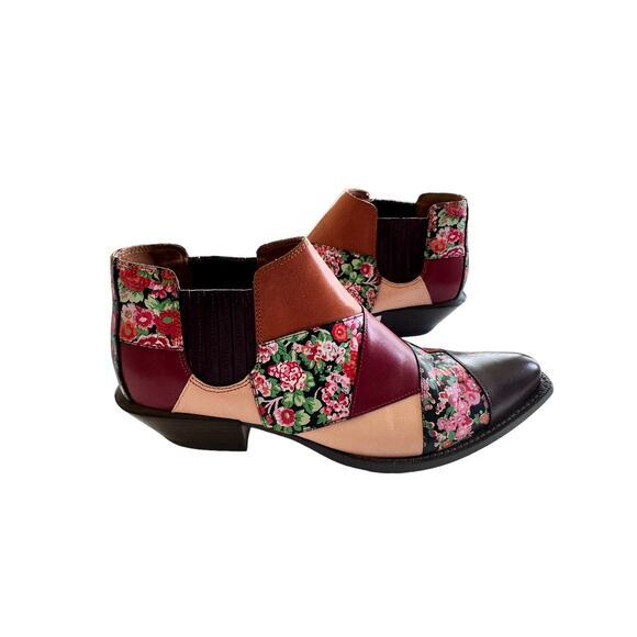 COACH Patchwork Bandit floral printed leather ankle boots booties 6.5‎ / 37 - Picture 12 of 12